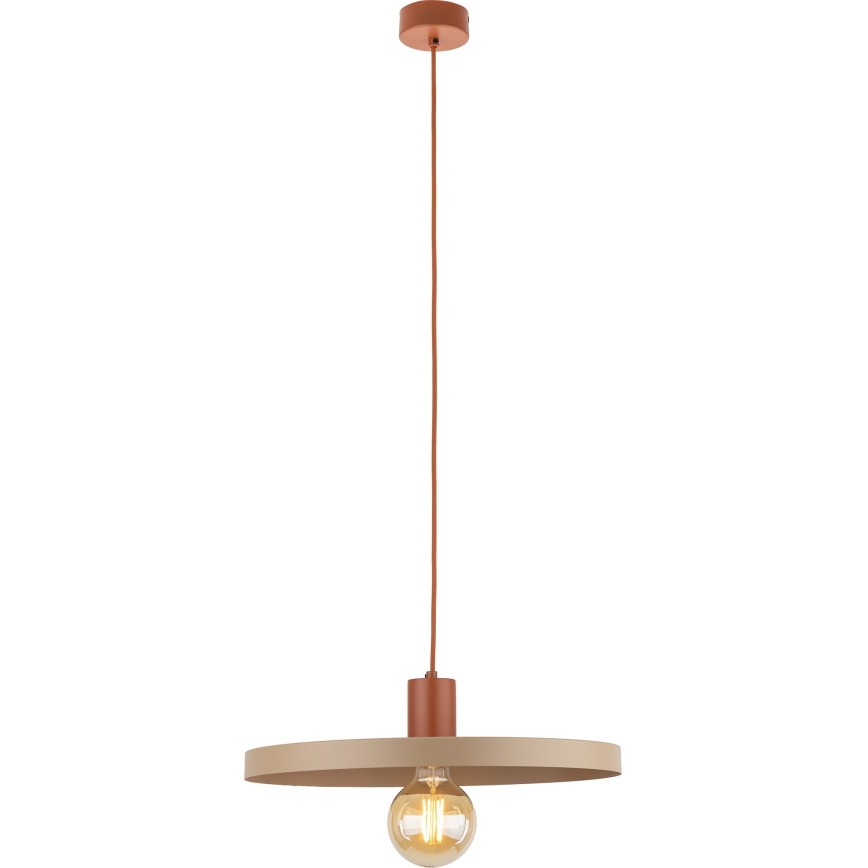 Candeeiro suspenso SILA 1xE27/15W/230V diâmetro 40 cm bege/tijolo