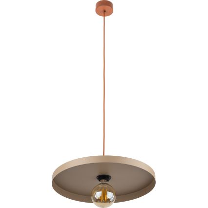 Candeeiro suspenso SILA 1xE27/15W/230V diâmetro 40 cm bege/tijolo