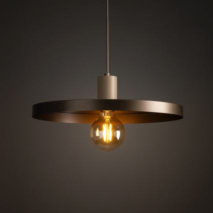 Candeeiro suspenso SILA 1xE27/15W/230V diâmetro 40 cm castanho/bege