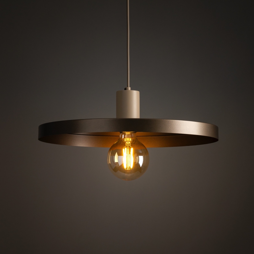 Candeeiro suspenso SILA 1xE27/15W/230V diâmetro 40 cm castanho/bege