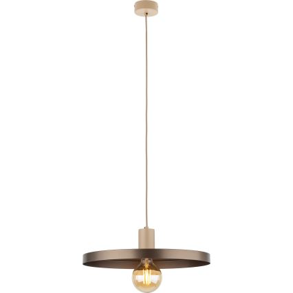 Candeeiro suspenso SILA 1xE27/15W/230V diâmetro 40 cm castanho/bege