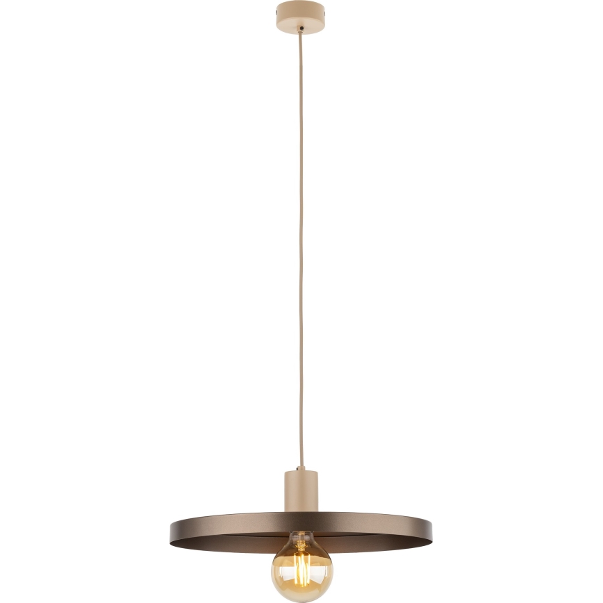 Candeeiro suspenso SILA 1xE27/15W/230V diâmetro 40 cm castanho/bege