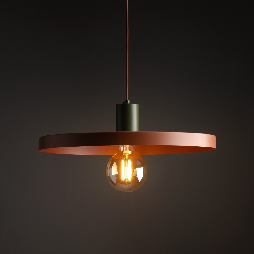 Candeeiro suspenso SILA 1xE27/15W/230V diâmetro 40 cm tijolo/verde
