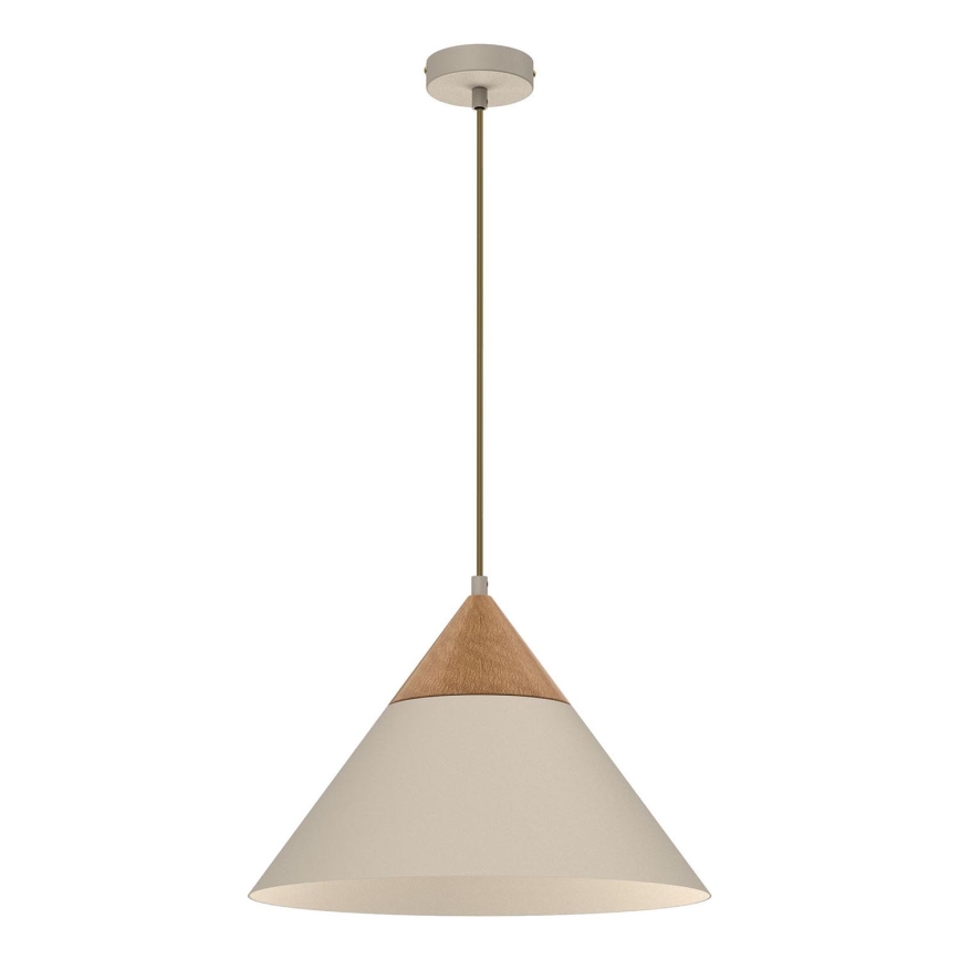 Candeeiro suspenso SINGLE 1xE27/15W/230V bege/faia