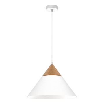 Candeeiro suspenso SINGLE 1xE27/15W/230V branco/faia