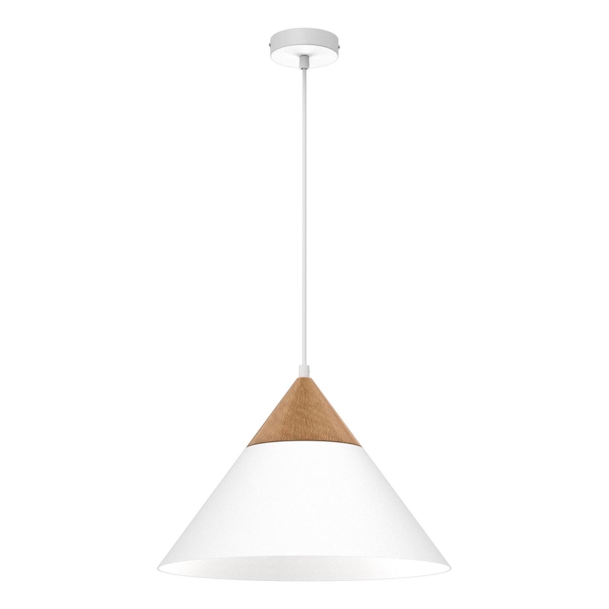 Candeeiro suspenso SINGLE 1xE27/15W/230V branco/faia
