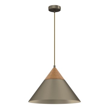 Candeeiro suspenso SINGLE 1xE27/15W/230V latão/faia