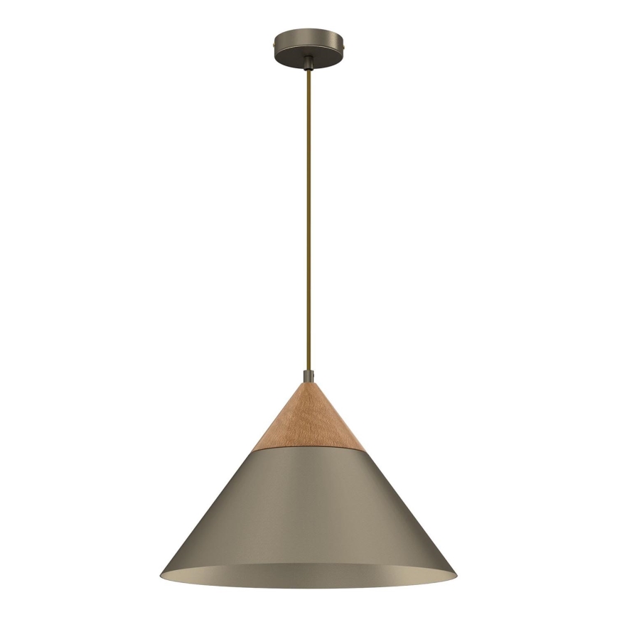 Candeeiro suspenso SINGLE 1xE27/15W/230V latão/faia