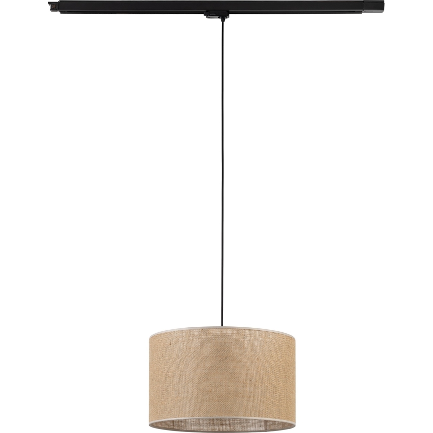 Candeeiro suspenso para sistema de carril trifásico TRACER 1xE27/15W/230V diâmetro 38 cm preto/castanho