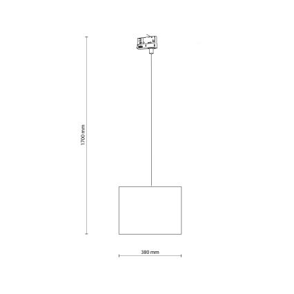 Candeeiro suspenso para sistema de carril trifásico TRACER 1xE27/15W/230V diâmetro 38 cm preto/castanho
