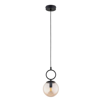 Candeeiro suspenso SITRO 1xE14/10W/230V preto/fumado bege