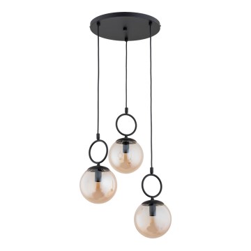 Candeeiro suspenso SITRO 3xE14/10W/230V preto/fumado bege