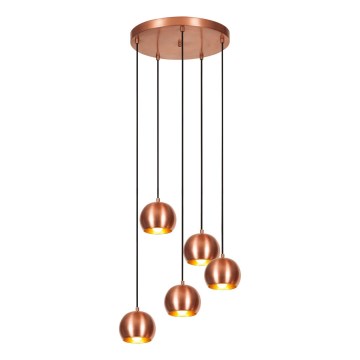 Candeeiro suspenso SIVANI 5xE27/40W/230V cobre