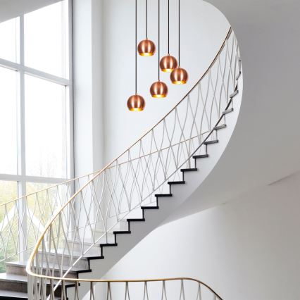 Candeeiro suspenso SIVANI 5xE27/40W/230V cobre