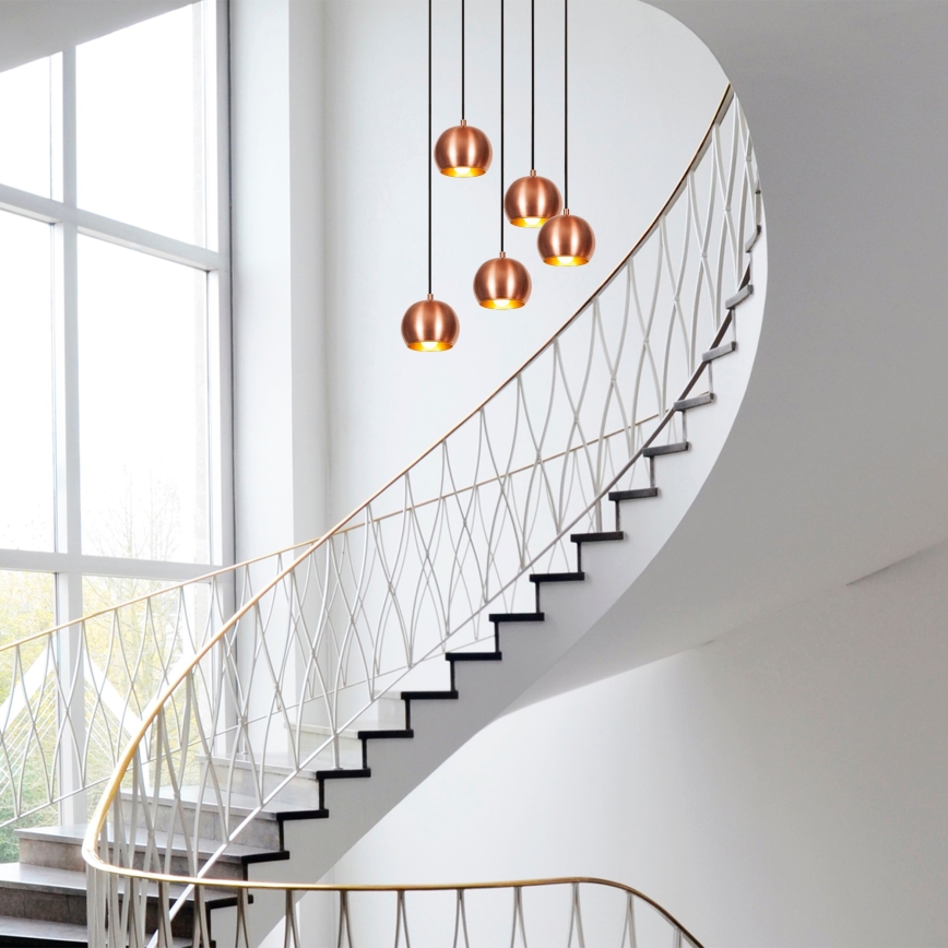 Candeeiro suspenso SIVANI 5xE27/40W/230V cobre