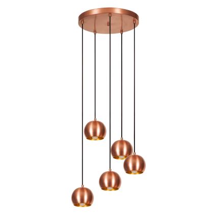 Candeeiro suspenso SIVANI 5xE27/40W/230V cobre
