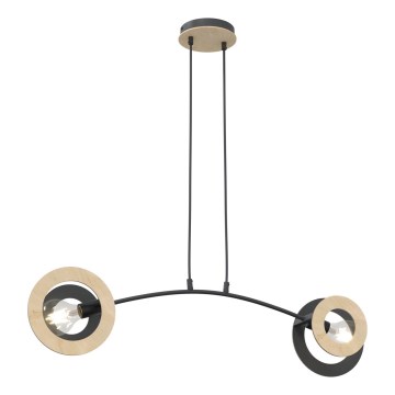 Candeeiro suspenso SKIVA 2xE27/15W/230V preto/bege