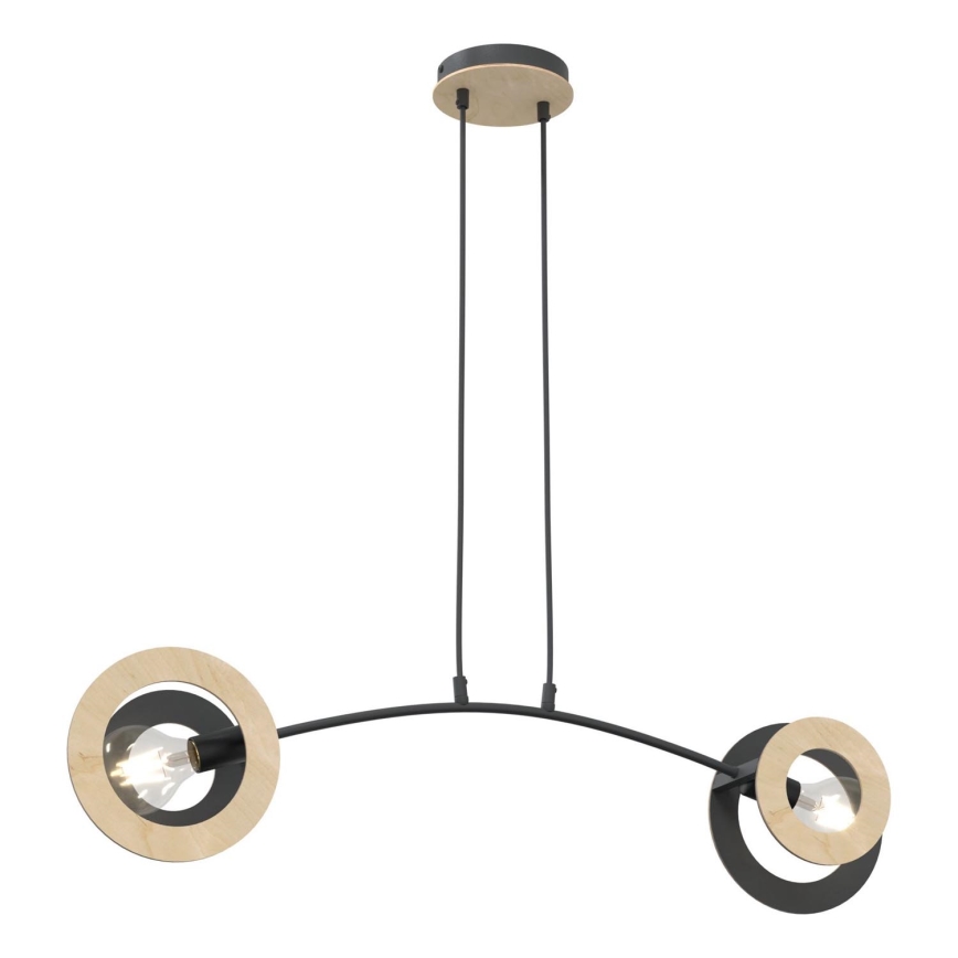Candeeiro suspenso SKIVA 2xE27/15W/230V preto/bege