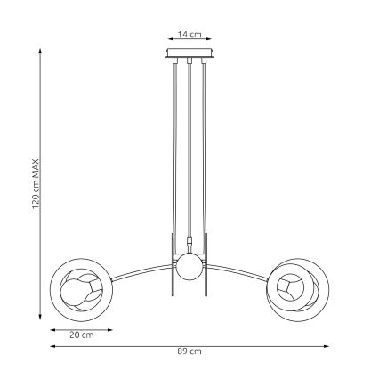 Candeeiro suspenso SKIVA 4xE27/15W/230V preto/bege