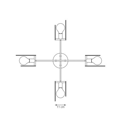 Candeeiro suspenso SKIVA 4xE27/15W/230V preto/bege