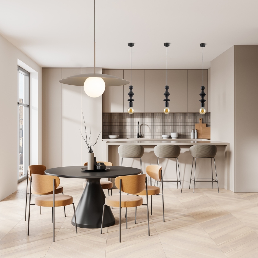 Candeeiro suspenso SLATE 1xE27/15W/230V diâmetro 65 cm bege