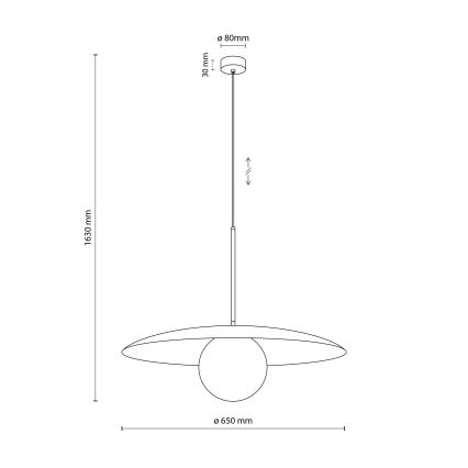 Candeeiro suspenso SLATE 1xE27/15W/230V diâmetro 65 cm bege