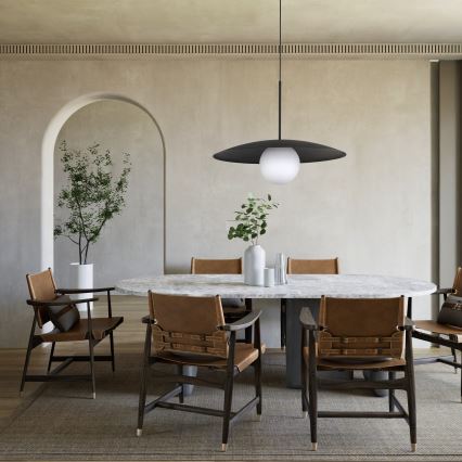 Candeeiro suspenso SLATE 1xE27/15W/230V diâmetro 65 cm preto