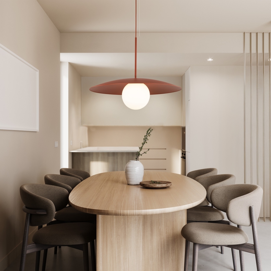 Candeeiro suspenso SLATE 1xE27/15W/230V diâmetro 65 cm tijolo
