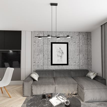 Candeeiro suspenso SORA 4xGX53/12W/230V preto