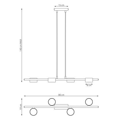 Candeeiro suspenso SORA 4xGX53/12W/230V preto