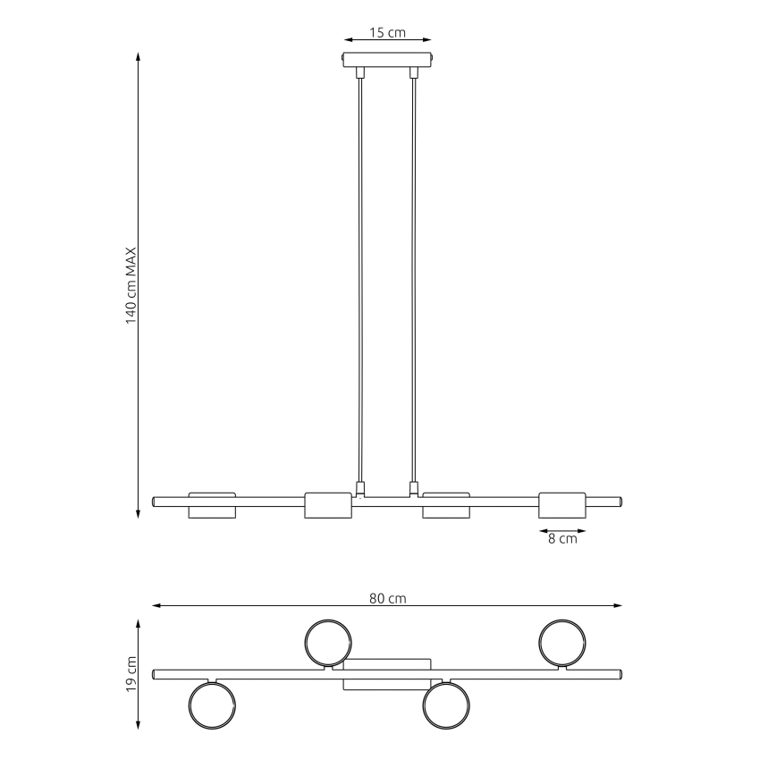 Candeeiro suspenso SORA 4xGX53/12W/230V preto