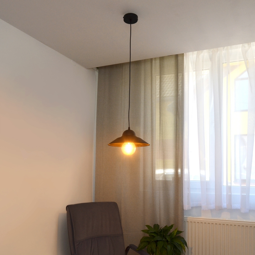 Candeeiro suspenso SORAPIS 1xE27/15W/230V preto