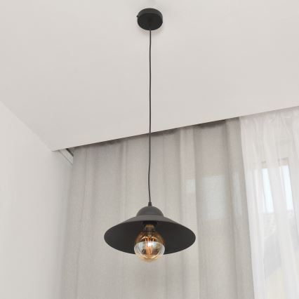Candeeiro suspenso SORAPIS 1xE27/15W/230V preto