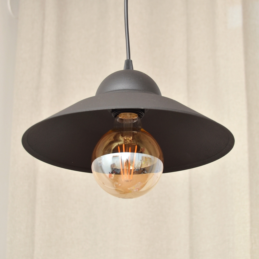 Candeeiro suspenso SORAPIS 1xE27/15W/230V preto