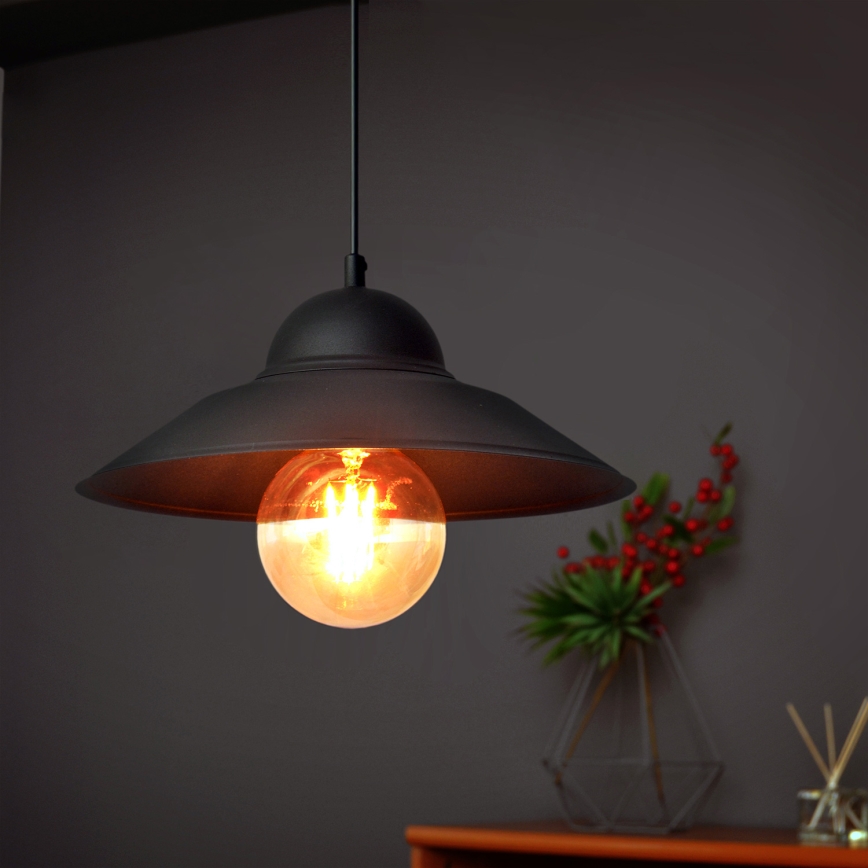 Candeeiro suspenso SORAPIS 1xE27/15W/230V preto