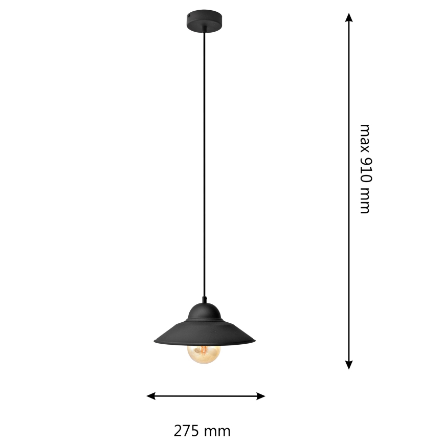 Candeeiro suspenso SORAPIS 1xE27/15W/230V preto