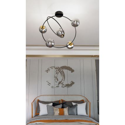 Candeeiro suspenso STARDOM 5xE14/10W/230V preto/cinzento