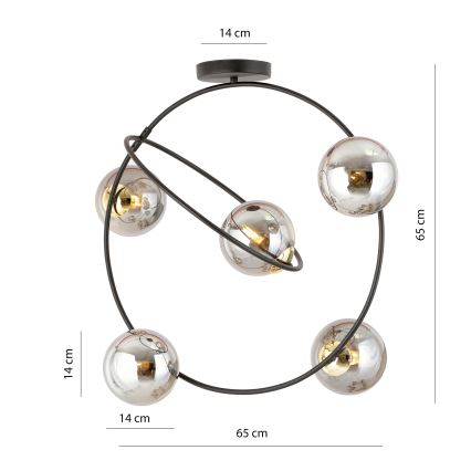 Candeeiro suspenso STARDOM 5xE14/10W/230V preto/cinzento