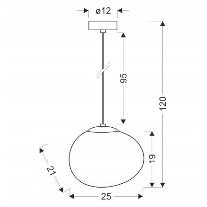 Candeeiro suspenso STONES 1xE27/40W/230V diâmetro 25 cm