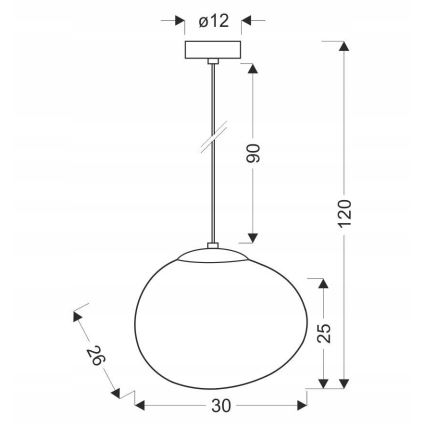 Candeeiro suspenso STONES 1xE27/40W/230V diâmetro 30 cm