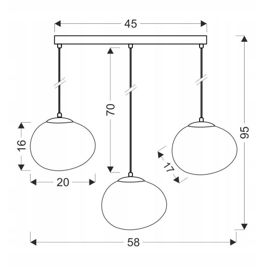 Candeeiro suspenso STONES 3xE27/40W/230V