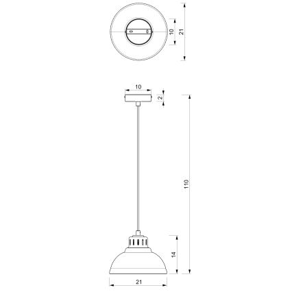 Candeeiro suspenso SVEN 1xE27/15W/230V cinzento