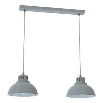 Candeeiro suspenso SVEN 2xE27/15W/230V cinzento