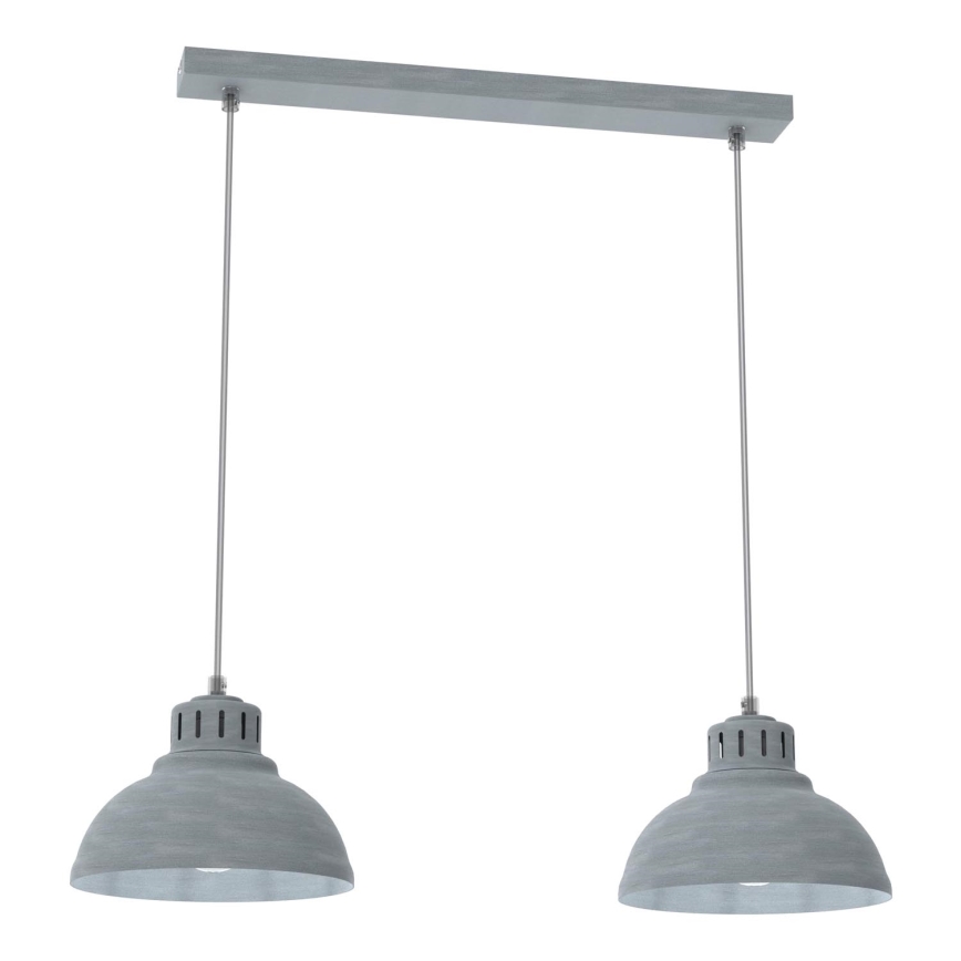 Candeeiro suspenso SVEN 2xE27/15W/230V cinzento