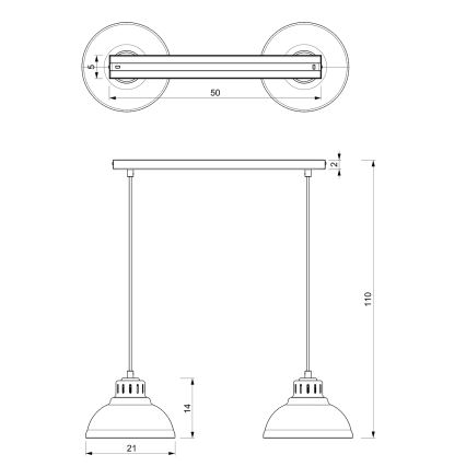 Candeeiro suspenso SVEN 2xE27/15W/230V latão