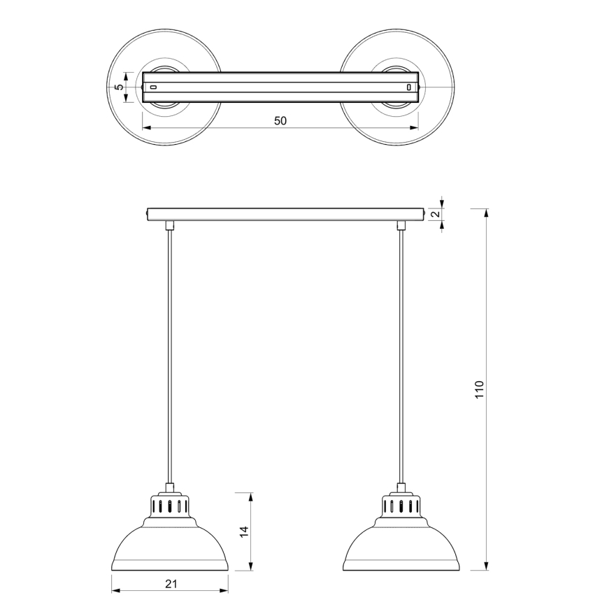 Candeeiro suspenso SVEN 2xE27/15W/230V latão