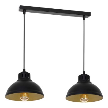 Candeeiro suspenso SVEN 2xE27/15W/230V preto/dourado