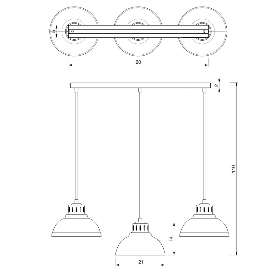 Candeeiro suspenso SVEN 3xE27/15W/230V branco
