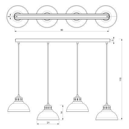 Candeeiro suspenso SVEN 4xE27/15W/230V bege