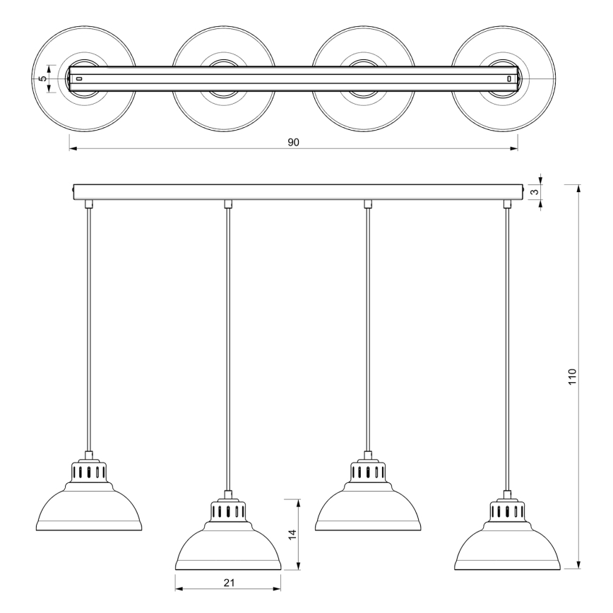 Candeeiro suspenso SVEN 4xE27/15W/230V bege